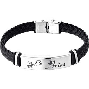 STARCHENIE 12 Constellation Leather Bracelet Zodiac Signs Braided Punk Wrist Rope Cuff Bracelet in Saudi Arabia