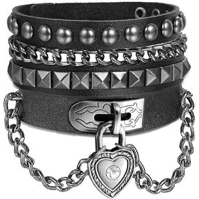 Y-الأزرق متعدد الطبقات سوار الشرير المسامير رصع الكفة متعددة دائرة سوار معصمه من الجلد الطبيعي in Kuwait