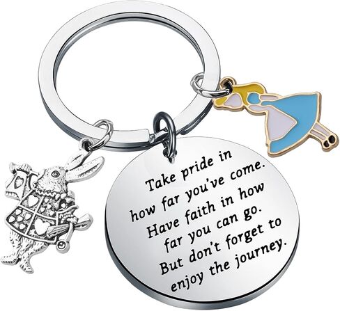 FUSTMW Alice Gifts Keychain Rabbit Alice Pendant Wonderland Inspired Gifts Cartoon Keepsake Keychain Friendship Gifts in Saudi Arabia