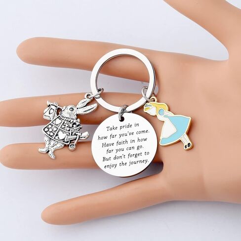 FUSTMW Alice Gifts Keychain Rabbit Alice Pendant Wonderland Inspired Gifts Cartoon Keepsake Keychain Friendship Gifts in Saudi Arabia