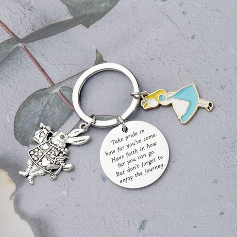 FUSTMW Alice Gifts Keychain Rabbit Alice Pendant Wonderland Inspired Gifts Cartoon Keepsake Keychain Friendship Gifts in Saudi Arabia