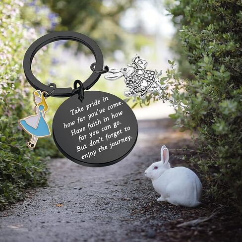 FUSTMW Alice Gifts Keychain Rabbit Alice Pendant Wonderland Inspired Gifts Cartoon Keepsake Keychain Friendship Gifts in Saudi Arabia