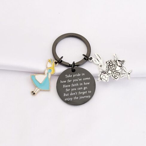 FUSTMW Alice Gifts Keychain Rabbit Alice Pendant Wonderland Inspired Gifts Cartoon Keepsake Keychain Friendship Gifts in Saudi Arabia