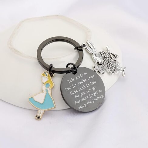 FUSTMW Alice Gifts Keychain Rabbit Alice Pendant Wonderland Inspired Gifts Cartoon Keepsake Keychain Friendship Gifts in Saudi Arabia