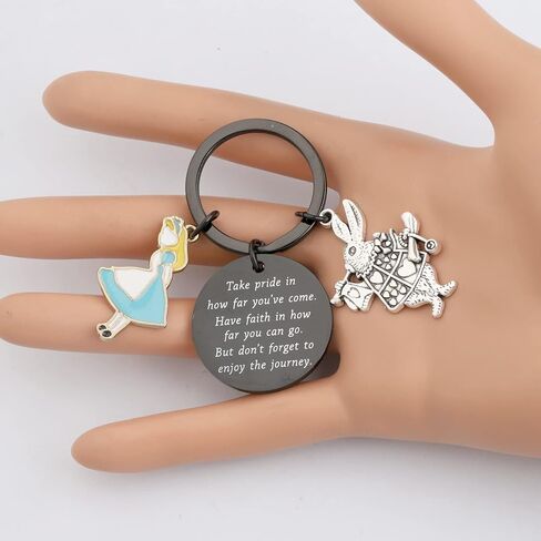 FUSTMW Alice Gifts Keychain Rabbit Alice Pendant Wonderland Inspired Gifts Cartoon Keepsake Keychain Friendship Gifts in Saudi Arabia