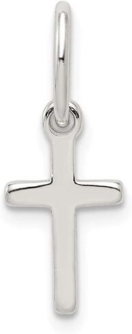 Solid 925 Sterling Silver Small Cross Charm Pendant - 18mm x 10mm in Saudi Arabia