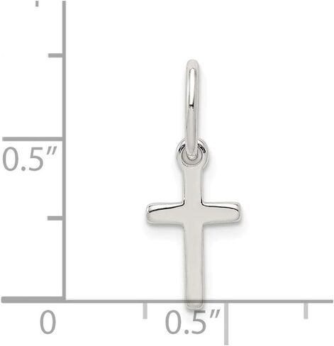 Solid 925 Sterling Silver Small Cross Charm Pendant - 18mm x 10mm in Saudi Arabia