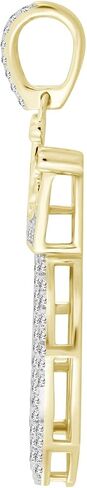 Eternal Bliss Round Natural Diamond Letter A to Z Men's Crown Initial Charm Pendant 10K Yellow Gold (3/8 cttw, I-J & H-I Color, I2 & I2-I3 Clarity) in Kuwait