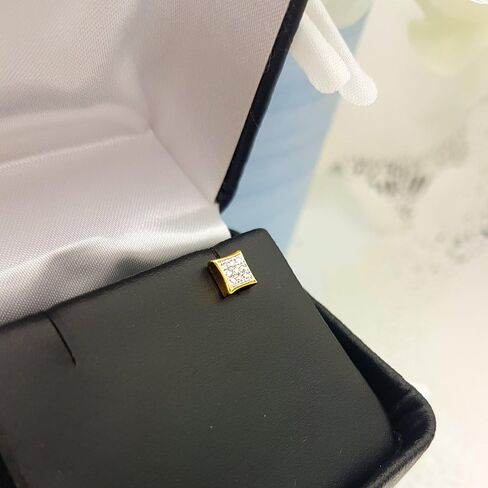 Dazzlingrock Collection 0.05 Carat (ctw) 10K Gold Round Diamond Kite Shape Mens Hip Hop Iced Single Stud Earring (Only PC) in Kuwait