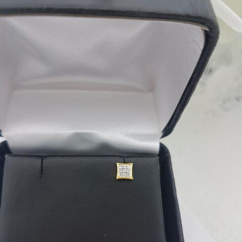 Dazzlingrock Collection 0.05 Carat (ctw) 10K Gold Round Diamond Kite Shape Mens Hip Hop Iced Single Stud Earring (Only PC) in Kuwait