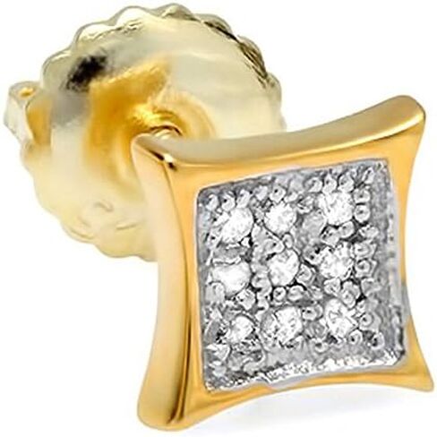 Dazzlingrock Collection 0.05 Carat (ctw) 10K Gold Round Diamond Kite Shape Mens Hip Hop Iced Single Stud Earring (Only PC) in Kuwait