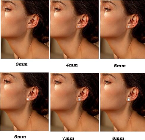 Jstyle Stud Earrings for Women Mens Stainless Steel Earrings, 3-8mm Round Cubic Zirconia Earrings Studs Ear Piercing Jewelry Set in Kuwait