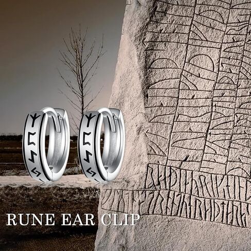 Hoop Earrings for Men 925 Sterling Silver Viking Earrings for Men Women Hypoallergenic Men's Hoop Stud Earrings in Kuwait