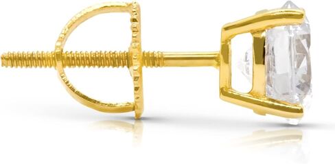 Diamond Stud Earrings For Women, Mens Diamond Earrings, Screw Back Earrings, 14k Yellow Gold 2ct Solitaire Brilliant Round, Princess, & Heart Cut VVS D-E Color [Simulated Diamond] in Kuwait