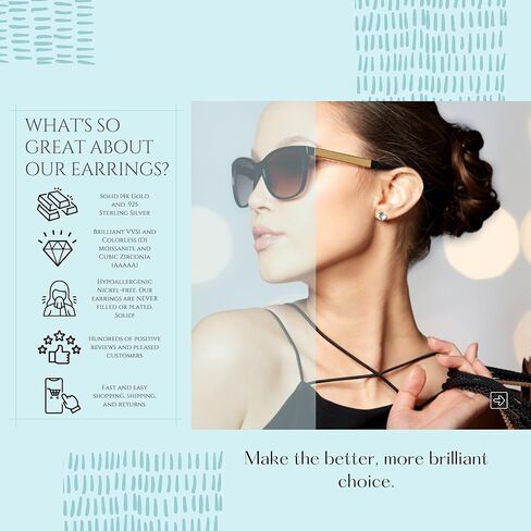 Diamond Stud Earrings For Women, Mens Diamond Earrings, Screw Back Earrings, 14k Yellow Gold 2ct Solitaire Brilliant Round, Princess, & Heart Cut VVS D-E Color [Simulated Diamond] in Kuwait