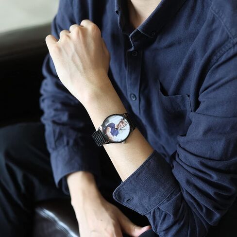 Personalized Photo Watches for Men Women Leather Strap Wrist Custom Any Name Wrist Watch for Couple Boyfriend Father's Day in Saudi Arabia