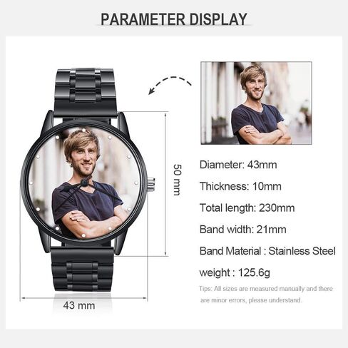 Personalized Photo Watches for Men Women Leather Strap Wrist Custom Any Name Wrist Watch for Couple Boyfriend Father's Day in Saudi Arabia