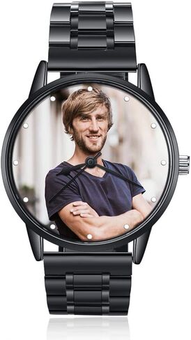 Personalized Photo Watches for Men Women Leather Strap Wrist Custom Any Name Wrist Watch for Couple Boyfriend Father's Day in Saudi Arabia