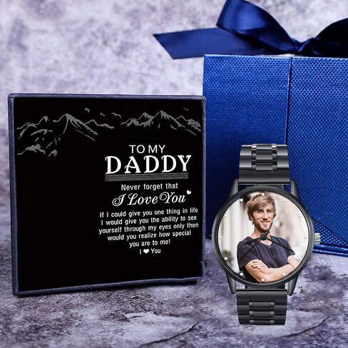 Personalized Photo Watches for Men Women Leather Strap Wrist Custom Any Name Wrist Watch for Couple Boyfriend Father's Day in Saudi Arabia