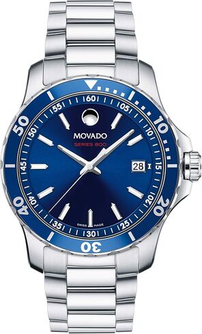 Movado Men's Series 800 Sport Stainless Watch with a Printed Index Dial, Silver/Blue (Model 2600137) in Saudi Arabia