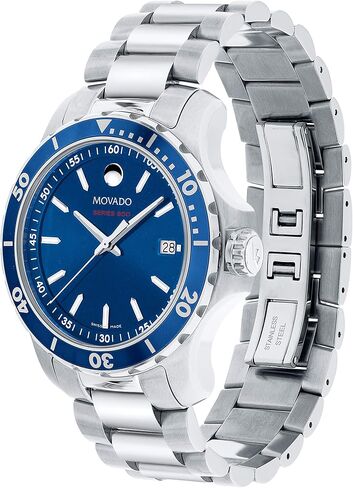 Movado Men's Series 800 Sport Stainless Watch with a Printed Index Dial, Silver/Blue (Model 2600137) in Saudi Arabia