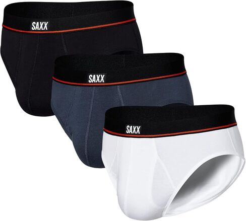 SAXX Men’s Underwear - Non-Stop Stretch Cotton Brief – Pack of 3 with Built-In Pouch Support and Fly-Underwear for Men in Saudi Arabia