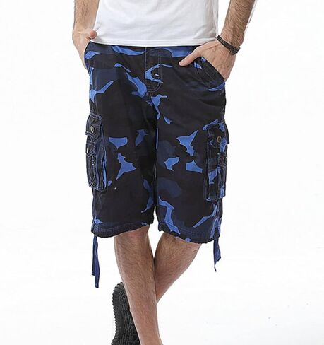 Men's Outdoor Camo Cargo Shorts Lightweight Multi Pocket Military Short Loose Fit Tactical Hiking Cotton Short Pants in Kuwait