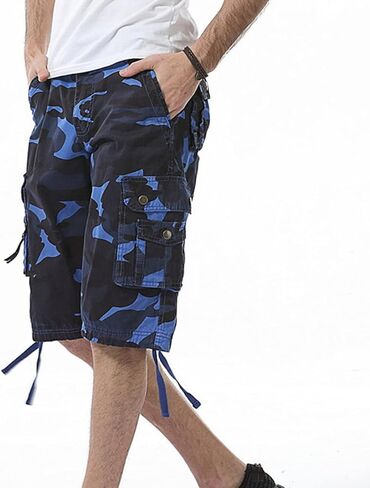 Men's Outdoor Camo Cargo Shorts Lightweight Multi Pocket Military Short Loose Fit Tactical Hiking Cotton Short Pants in Kuwait