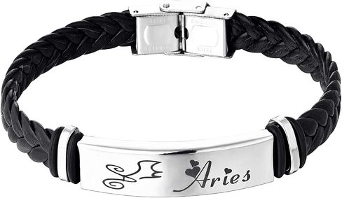 STARCHENIE 12 Constellation Leather Bracelet Zodiac Signs Braided Punk Wrist Rope Cuff Bracelet in Kuwait