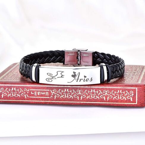 STARCHENIE 12 Constellation Leather Bracelet Zodiac Signs Braided Punk Wrist Rope Cuff Bracelet in Kuwait