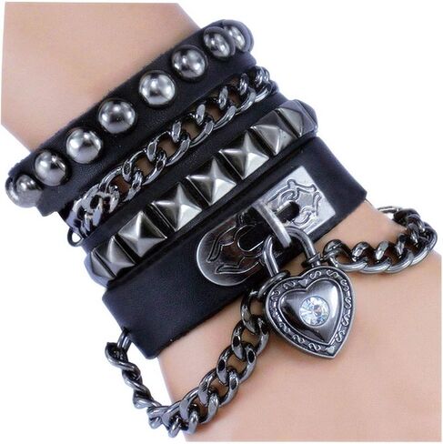 Y-الأزرق متعدد الطبقات سوار الشرير المسامير رصع الكفة متعددة دائرة سوار معصمه من الجلد الطبيعي in Kuwait