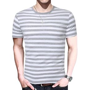 Yong Horse Men's Casual Stitching Tops Shirts Slim Fit Crew Neck Short and Long Sleeve Athletic Basic Cotton T-Shirt