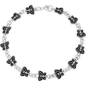 AeraVida Delicate Butterfly .925 Sterling Silver Link Bracelet in Saudi Arabia