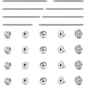 JFORYOU Replacement Bar and Balls for Straight Barbell Piercing Jewelry for Nipple Rings Tongue Ring Industrial Piercing Body Piercing 14G 12mm 14mm 16mm 18mm 20mm 25mm 32mm 35mm 38mm Bar Length
