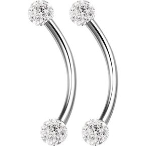 2PCS Surgical Steel Curved Barbell Ring 16g 5/16 8mm 3mm Crystal Ball Helix Earrings Eyebrow Piercing Jewelry Choose Colors in Saudi Arabia