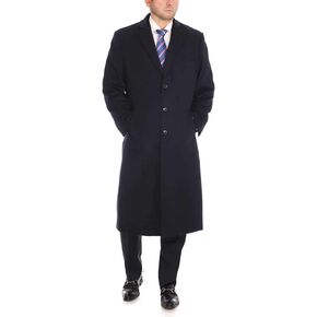 Men's Wool Cashmere Single Breasted Full Length Overcoat Top Coat