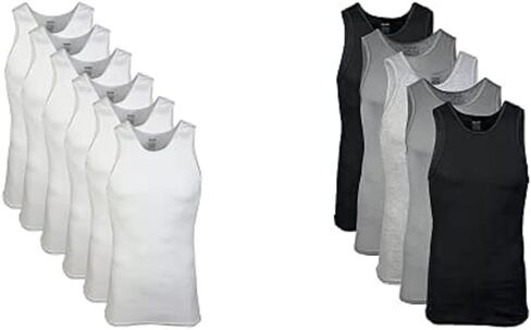 Gildan قمصان رجالي 6 قطع، أبيض، X-Large قمصان رجالي 5 قطع، رمادي/أسود، X-Large in Kuwait