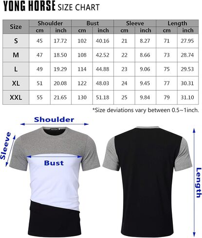 Yong Horse Men's Casual Stitching Tops Shirts Slim Fit Crew Neck Short and Long Sleeve Athletic Basic Cotton T-Shirt in Saudi Arabia