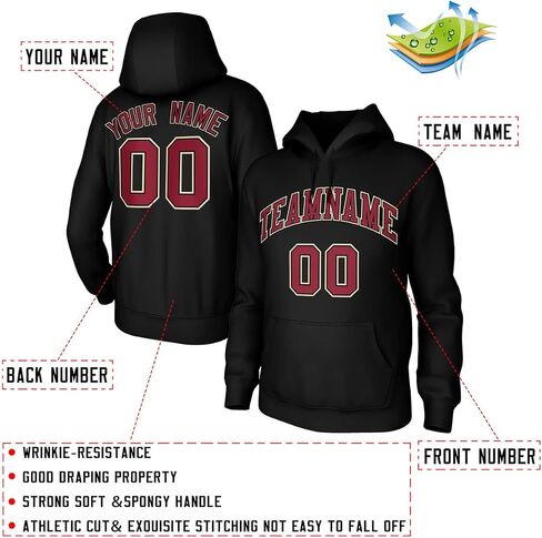 Custom Men's Youth Sweatshirt Stitched Name Number, Cotton-Blend Fleece Hooded Sweatshirt, Plush Fleece Pullover Hoodie in Saudi Arabia