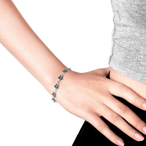 AeraVida Delicate Butterfly .925 Sterling Silver Link Bracelet in Saudi Arabia