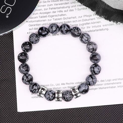 Personalized Stone Beads Bracelets for Men Lava Beads Name Bracelet Tiger Eye Beads Bracelet with Custom Name Engraved Bracelet for Fathers Day in Saudi Arabia