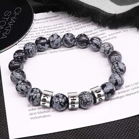 Personalized Stone Beads Bracelets for Men Lava Beads Name Bracelet Tiger Eye Beads Bracelet with Custom Name Engraved Bracelet for Fathers Day in Saudi Arabia
