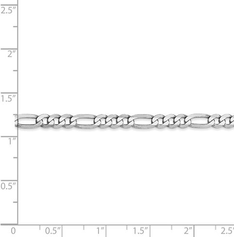 Solid 14k White Gold 4mm Flat Figaro Chain Necklace - with Secure Lobster Lock Clasp in Saudi Arabia