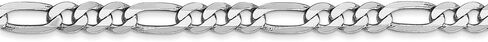 Solid 14k White Gold 4mm Flat Figaro Chain Necklace - with Secure Lobster Lock Clasp in Saudi Arabia