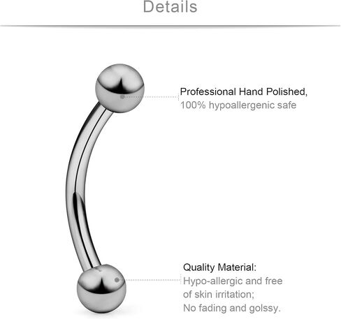 SCERRING 2-8PCS 16G G23 Titanium Curved Eyebrow Barbell Tragus Helix Ear Belly Lip Nipple Tongue Ring Body Piercing Jewelry 6-16mm in Kuwait