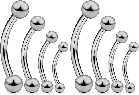 SCERRING 2-8PCS 16G G23 Titanium Curved Eyebrow Barbell Tragus Helix Ear Belly Lip Nipple Tongue Ring Body Piercing Jewelry 6-16mm in Kuwait
