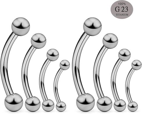 SCERRING 2-8PCS 16G G23 Titanium Curved Eyebrow Barbell Tragus Helix Ear Belly Lip Nipple Tongue Ring Body Piercing Jewelry 6-16mm in Kuwait