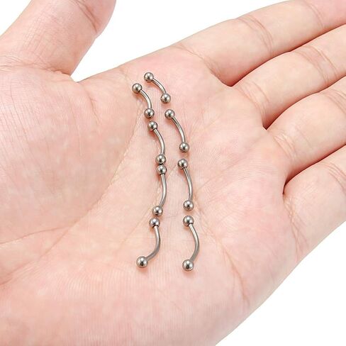 SCERRING 2-8PCS 16G G23 Titanium Curved Eyebrow Barbell Tragus Helix Ear Belly Lip Nipple Tongue Ring Body Piercing Jewelry 6-16mm in Kuwait