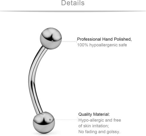 SCERRING 2-8PCS 16G G23 Titanium Curved Eyebrow Barbell Tragus Helix Ear Belly Lip Nipple Tongue Ring Body Piercing Jewelry 6-16mm in Kuwait