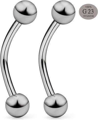 SCERRING 2-8PCS 16G G23 Titanium Curved Eyebrow Barbell Tragus Helix Ear Belly Lip Nipple Tongue Ring Body Piercing Jewelry 6-16mm in Kuwait